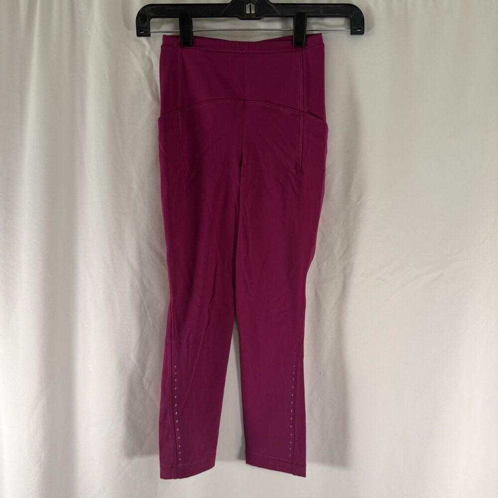 Lululemon Leggings Women's 0 Pink Pull On Rear Zip Pocket Low Rise Stretch